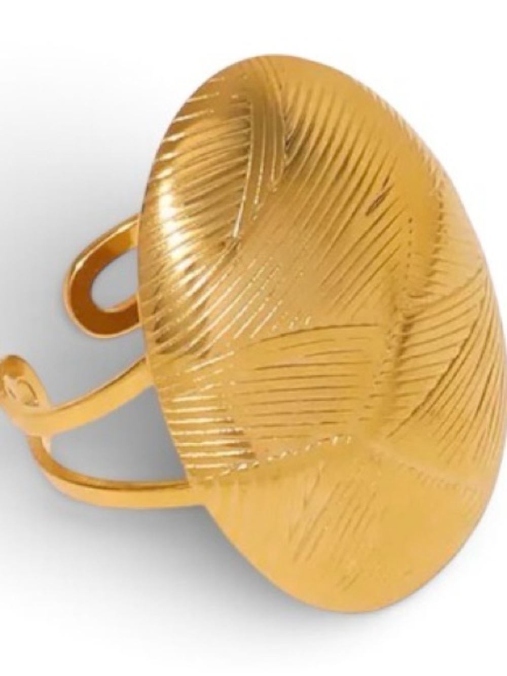 18k Gold plated Textured Dome Statement adjustable Ring - Women Jewelry